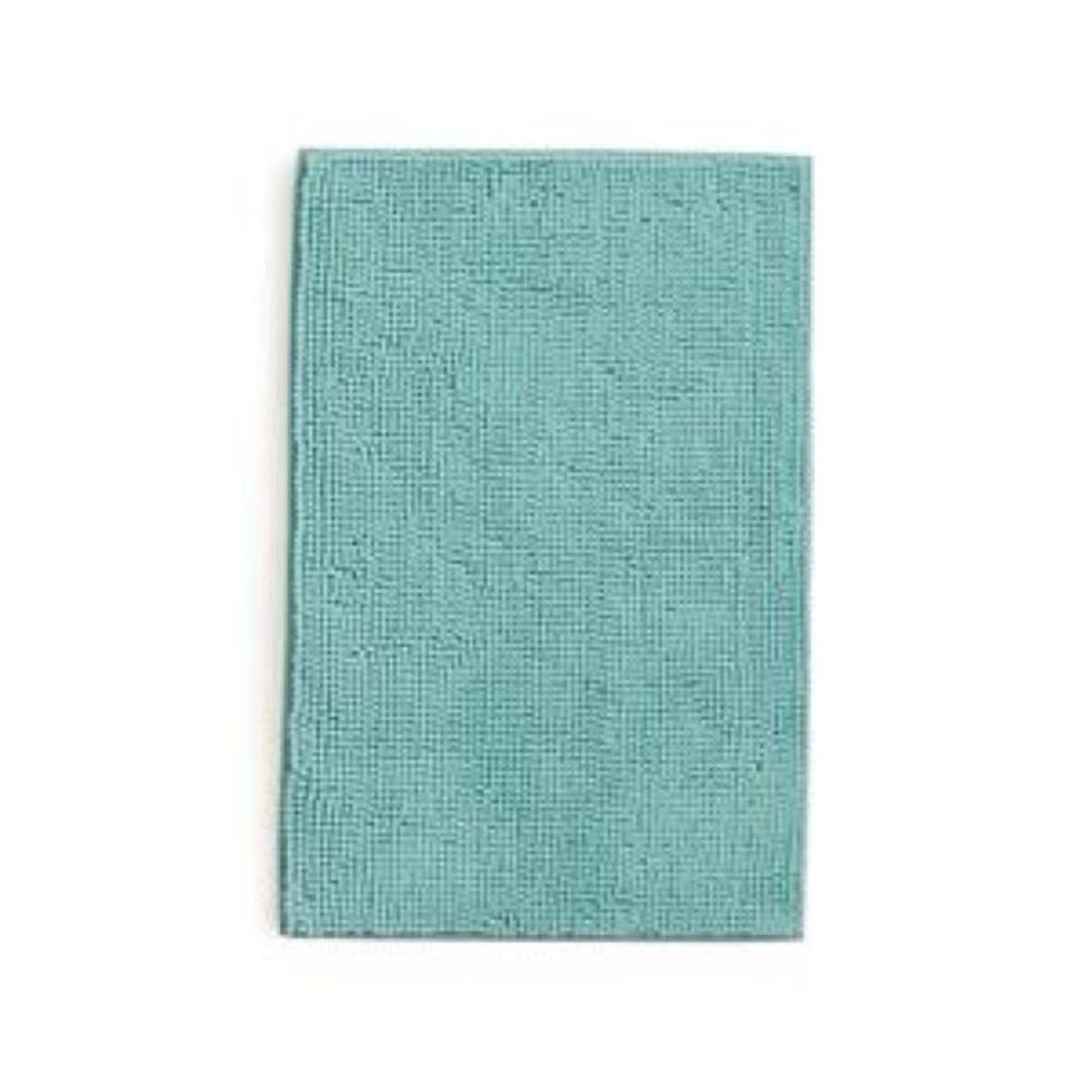 Winston Porter Linenspa Chenille Bath Mat, Aqua, 17" x 48"